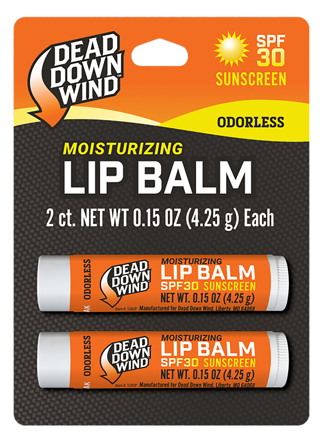 Dead Down Wind 1249BC Unscented SPF 30 Moisturizing Lip Balm 0.15 oz for Outdoors
