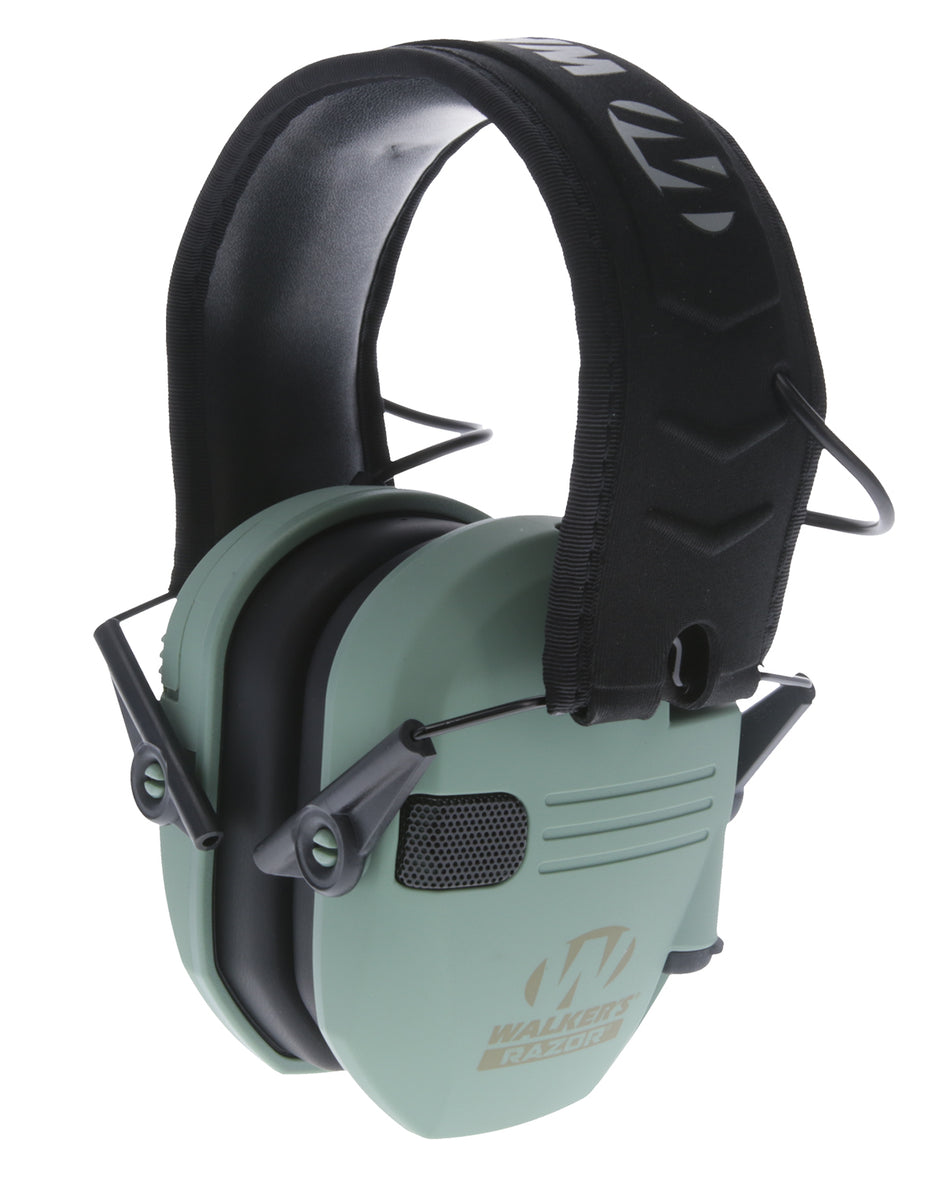 Walker's 23 dB Razor Slim Electronic Hearing Muff Over the Head Sage Green/Black