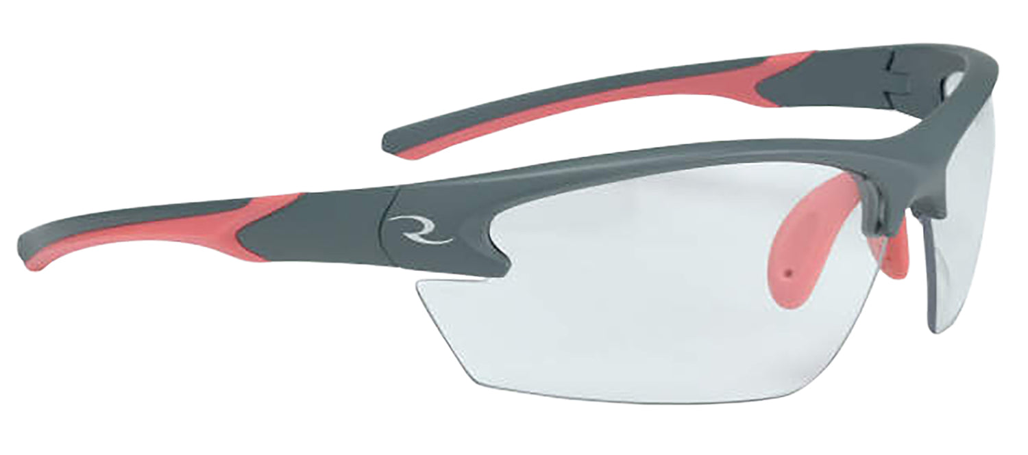 Radians WS6810CS Women's Shooting Glasses Clear Lens Gray Coral Accents Frame