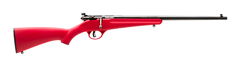Savage Arms 13795 Rascal Youth 22 LR 1rd 16.13" Matte Black Sporter Barrel, Matte Black Carbon Steel Receiver, Red Fixed Synthetic Stock, Right Hand