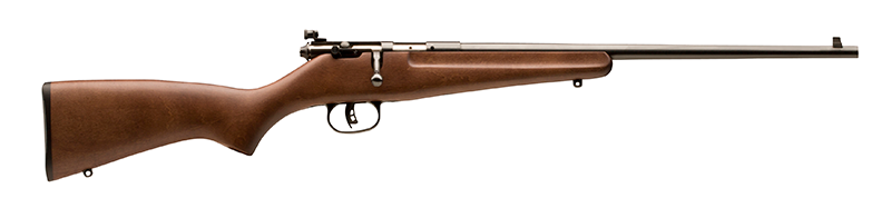 Savage Arms 13815 Rascal Youth 22 LR 1rd 16.13" Matte Black Sporter Barrel, Matte Black Carbon Steel Receiver, Satin Brown Fixed Wood Stock, Right Hand