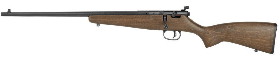 Savage Arms 13820 Rascal Youth 22 LR 1rd 16.13" Matte Black Sporter Barrel, Matte Black Carbon Steel Receiver, Satin Brown Fixed Wood Stock, Left Hand