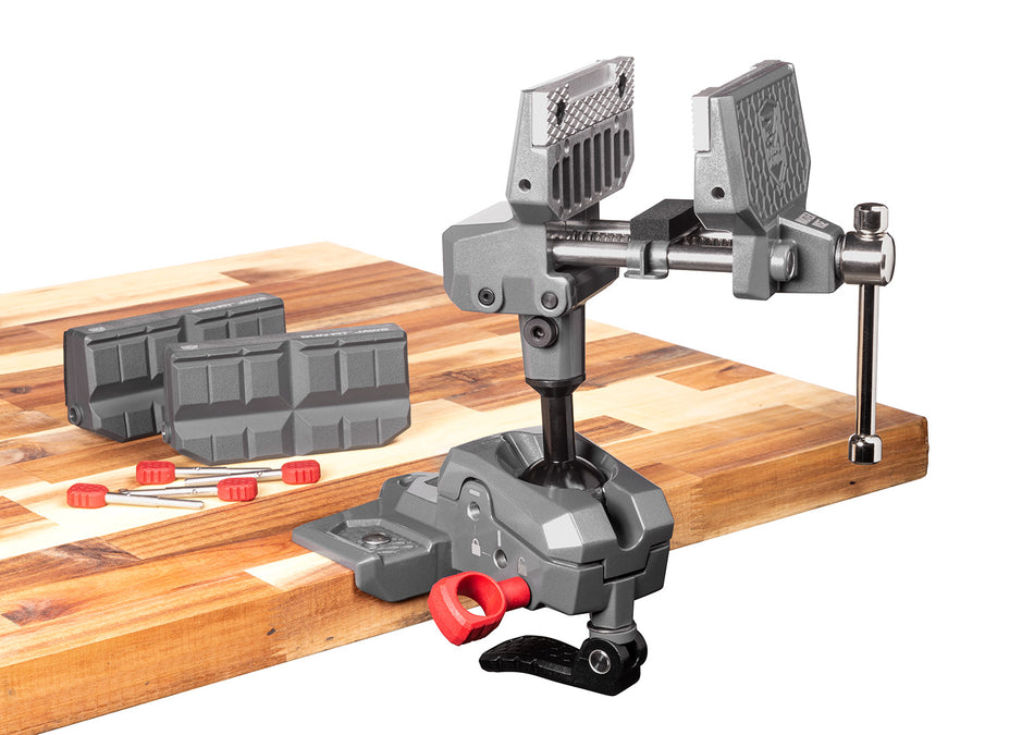 Real Avid AVARAMV Multi-Axis Bench-Mount Armorer's Vise with Reversible Gun-Fit Jaw Sleeves