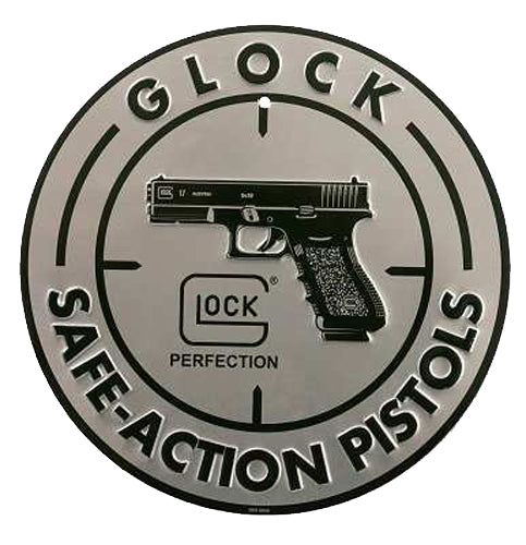 Glock AD00060 Safe Action Wall Sign Silver/Black Aluminum 12 Inch Display