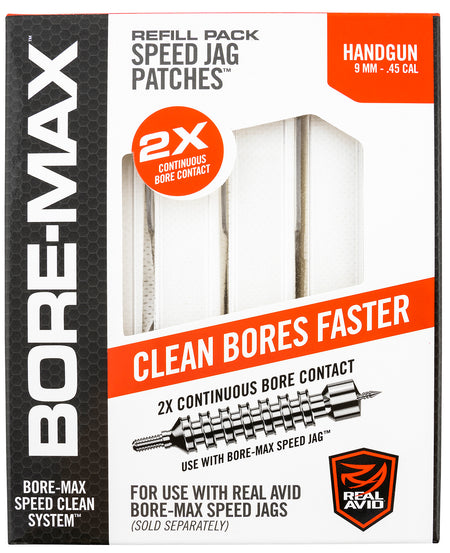 Real Avid 9mm/45 Cal Handgun Bore-Max Synthetic Speed Jag Patch Refill 250 Per Box