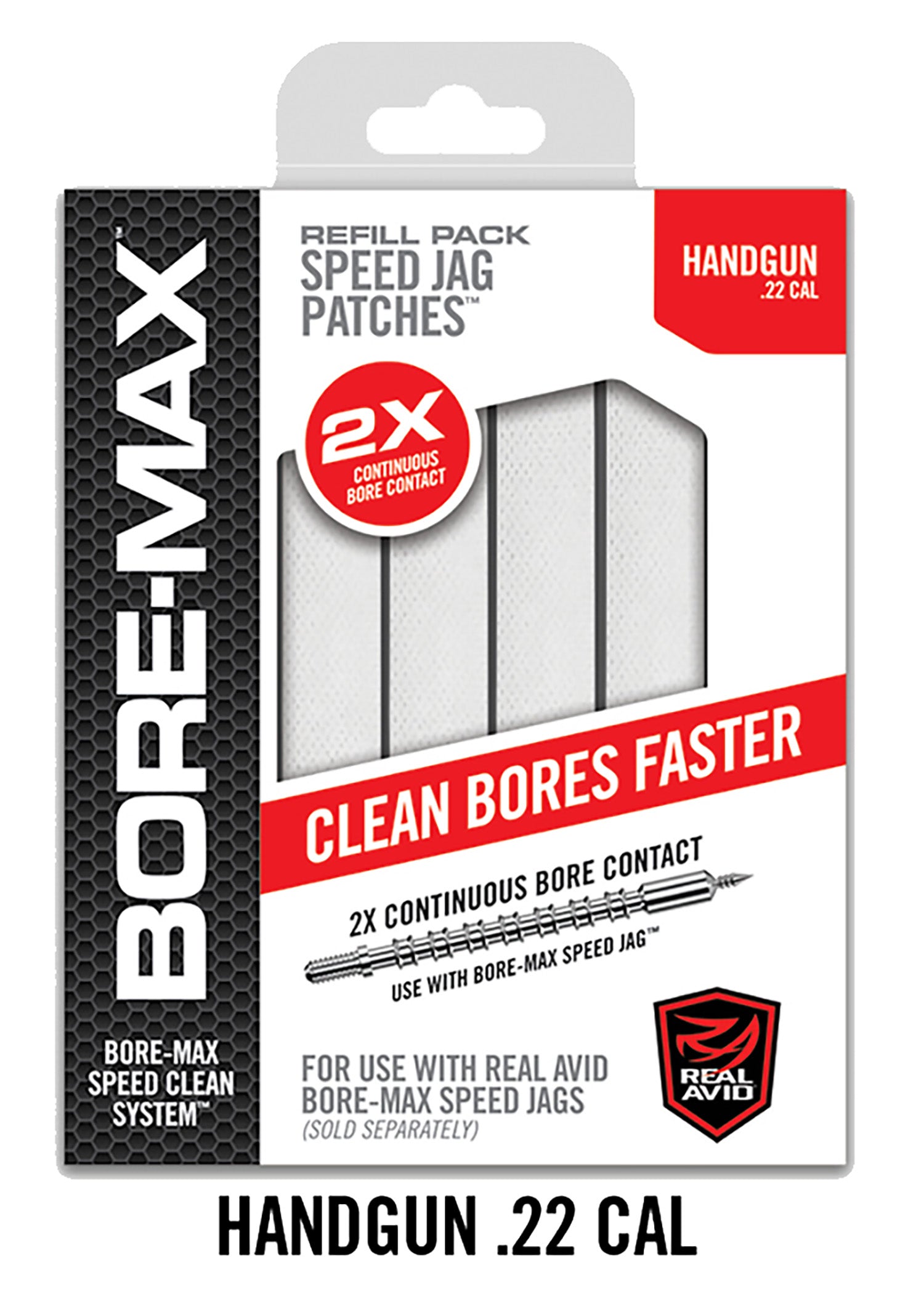 Real Avid 22 Cal Handgun Bore-Max Synthetic Speed Jag Patch Refill 250 Per Box