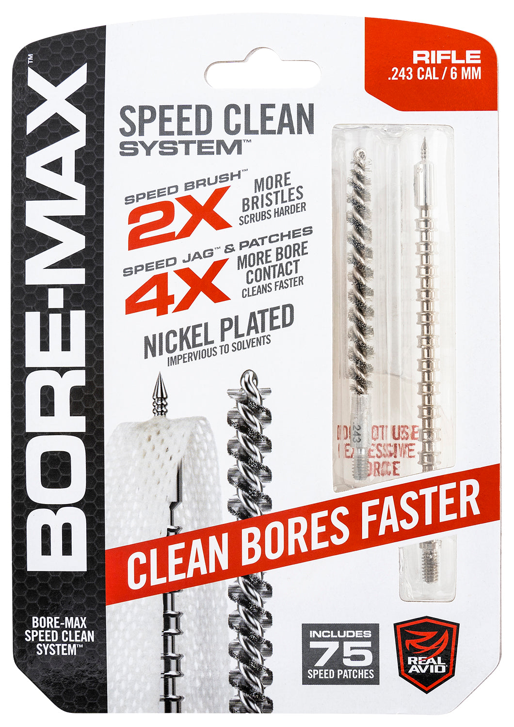Real Avid AVBMSET243 .243 Cal Rifle Bore-Max Speed Cleaning Upgrade Set