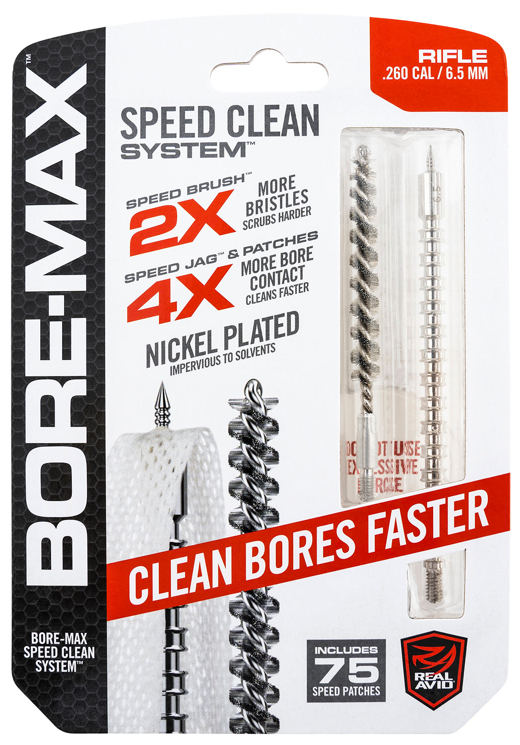 Real Avid AVBMSET65MM 6.5mm Rifle Bore-Max Speed Clean Upgrade Set with Patches