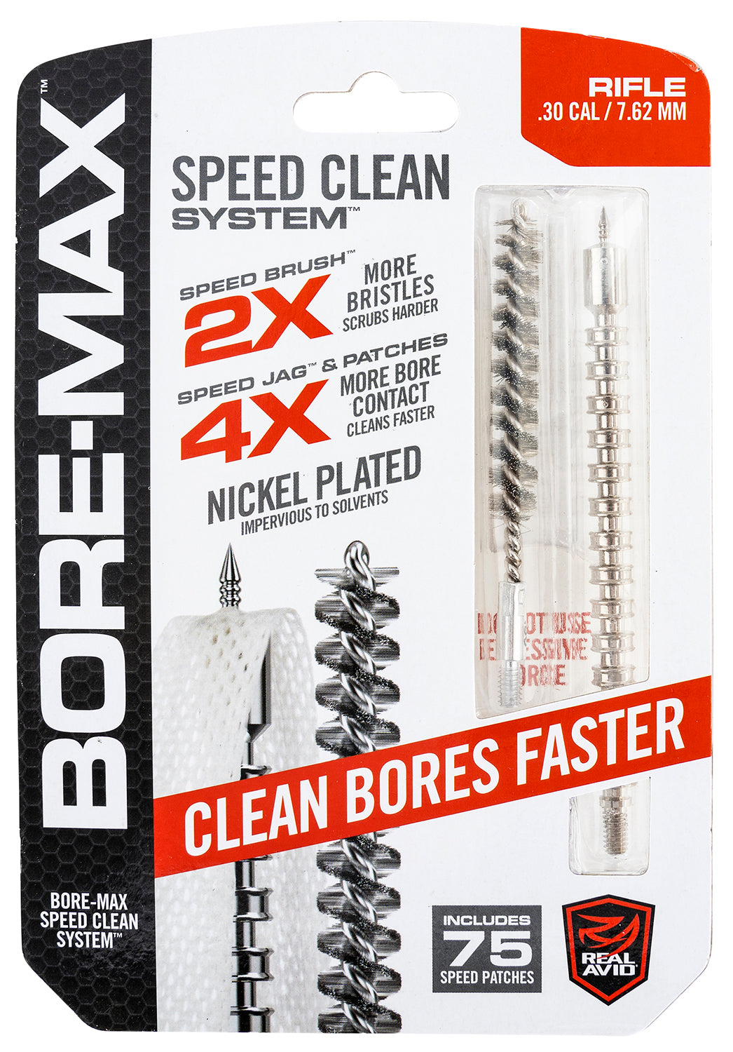 Real Avid AVBMSET30 30 Cal Rifle Bore-Max Speed Clean Upgrade Set with Patches