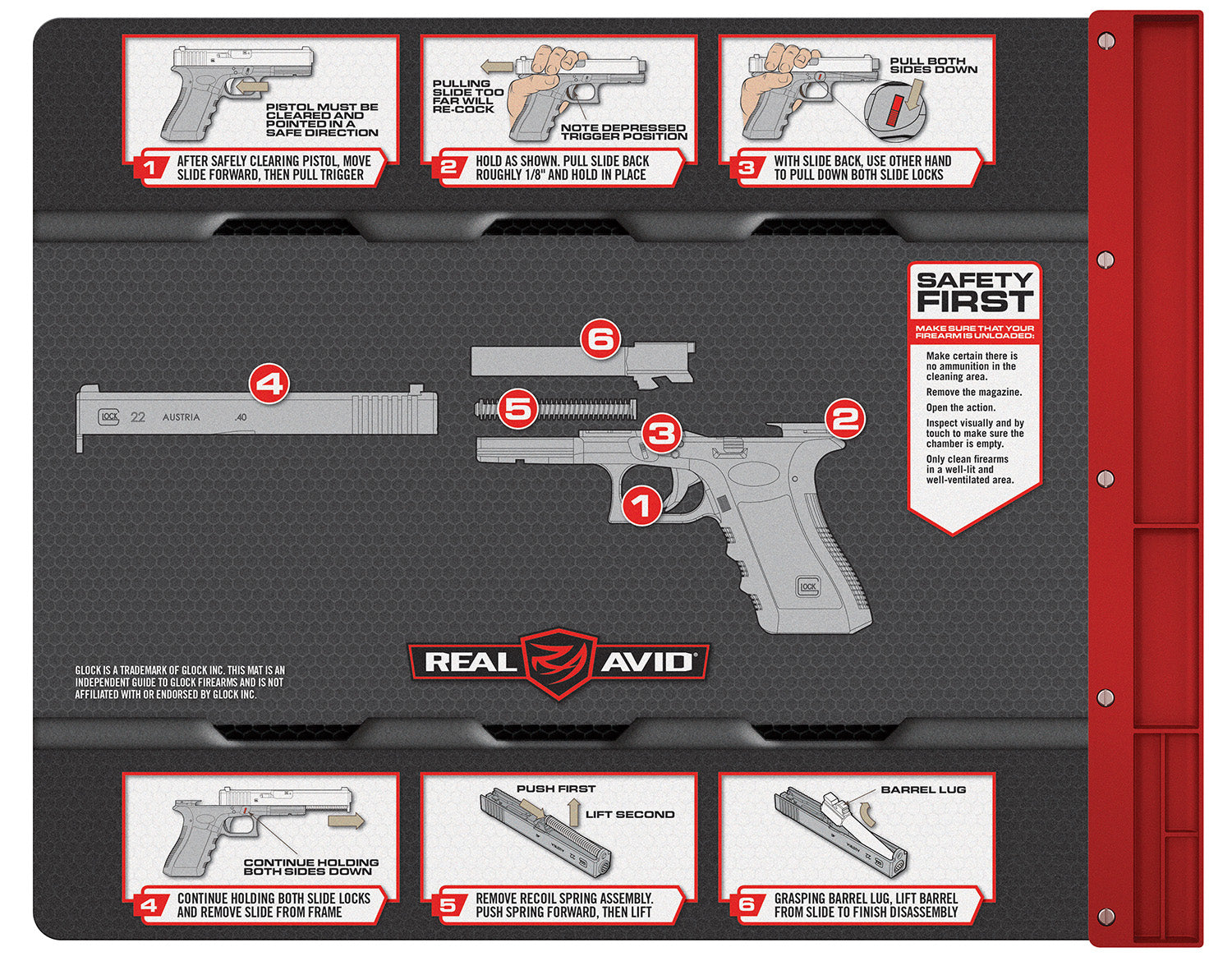 Real Avid Glock Parts Diagram Smart Mat Gun Cleaning Mat Black/Gray 19" x 16"