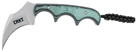 CRKT Keramin Fixed Neck Knife 2.31" 5Cr15MoV Bead Blasted Stainless Blade Green Resin Infused Fiber Handle with Sheath
