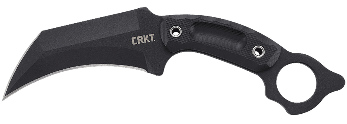 CRKT Du Hoc Fixed Blade Tactical Karambit 5.10" SK-5 Carbon Steel Black Powder Coated Blade Black G10 Handle and Sheath