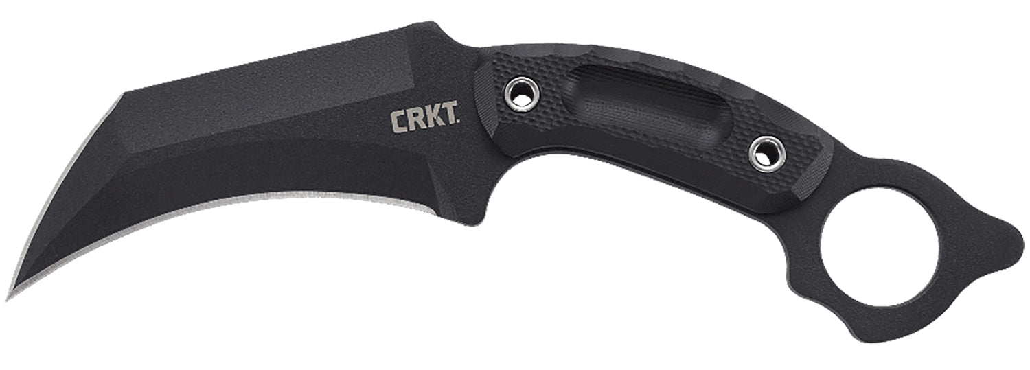 CRKT Du Hoc Fixed Blade Tactical Karambit 5.10" SK-5 Carbon Steel Black Powder Coated Blade Black G10 Handle and Sheath