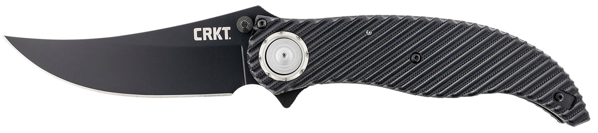 CRKT Clever Girl Flipper Folding Knife 4.10" D2 Steel Black Powder Coated Upswept Blade Black G10 Handle Pocket Clip