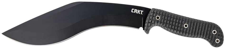 CRKT KUK Kukri Fixed Blade 10.56" 65Mn Carbon Steel Black Powder Coated Recurve Blade Black GRN Handle Includes Sheath