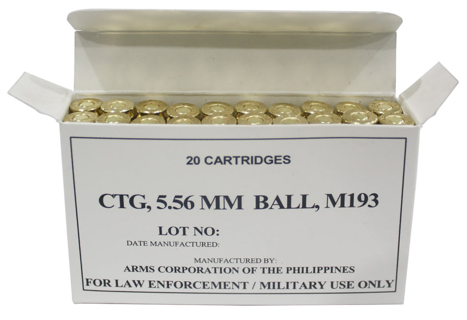 Armscor Precision M193 5.56x45mm NATO 55 grain Full Metal Jacket ammunition