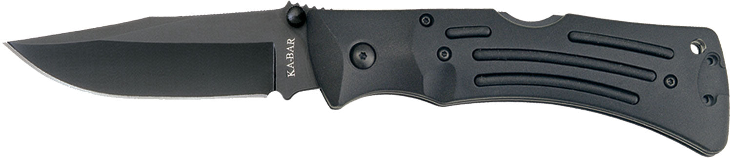 Ka-Bar Mule 3050 Folding Knife, 3.88" Black Stonewashed Clip Point AUS-8A Blade, Zytel Handle w/ Pocket Clip