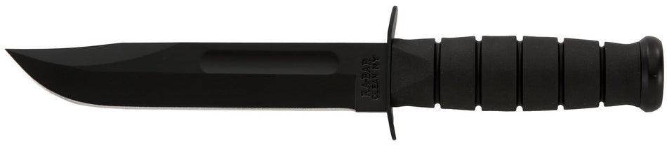 Ka-Bar 1211 Fighting Utility 7" Plain Clip Point Black 1095 Cro-Van Fixed Blade, Black Kraton Handle w/ Sheath