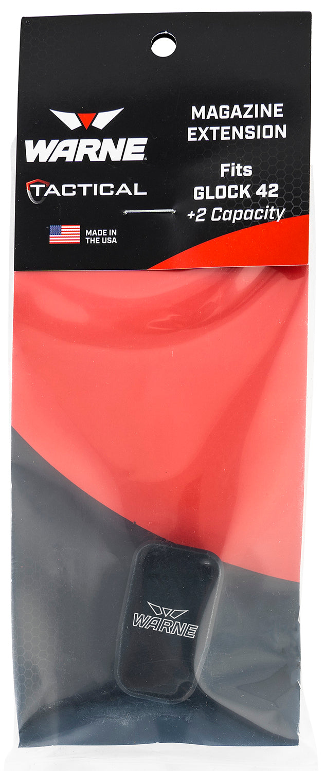 Warne MEG422BLK Magazine Extension for Glock 42 +2rd Capacity 6061-T6 Hardcoat Anodized Black