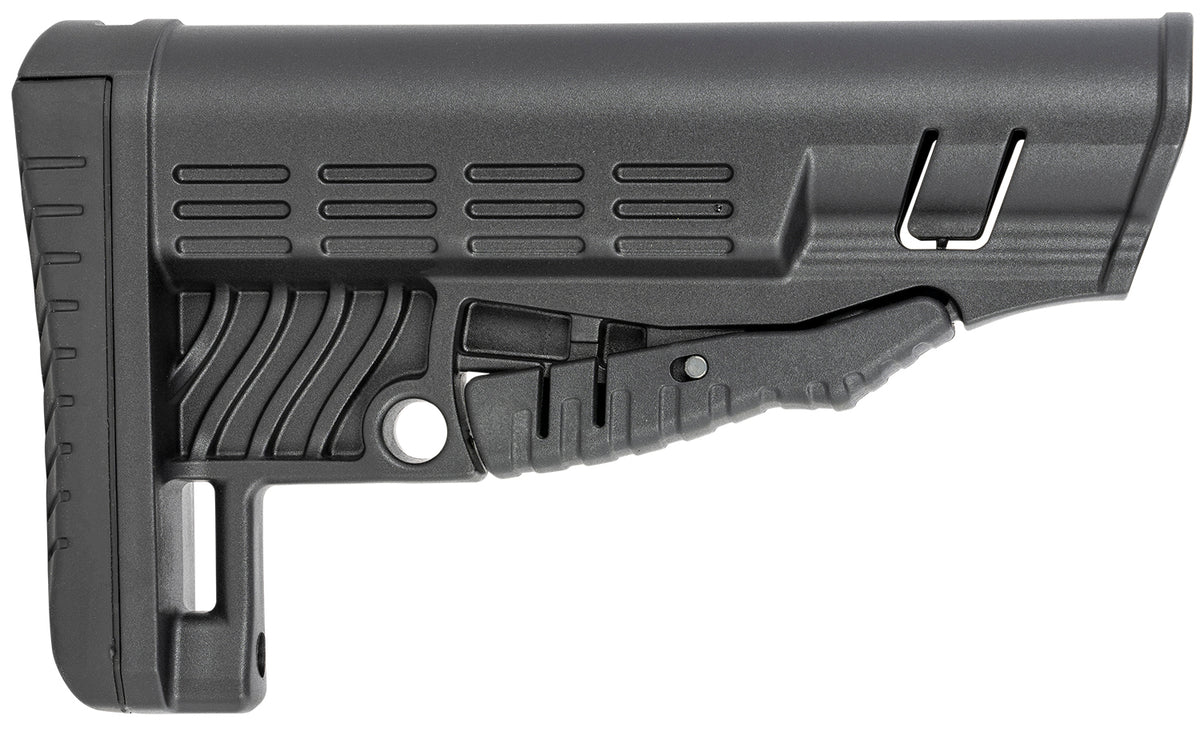 NcStar DLG-086 Adjustable Commercial Spec Collapsible Buttstock Black Polymer QD Bases Rubber Butt Pad Tube Not Included