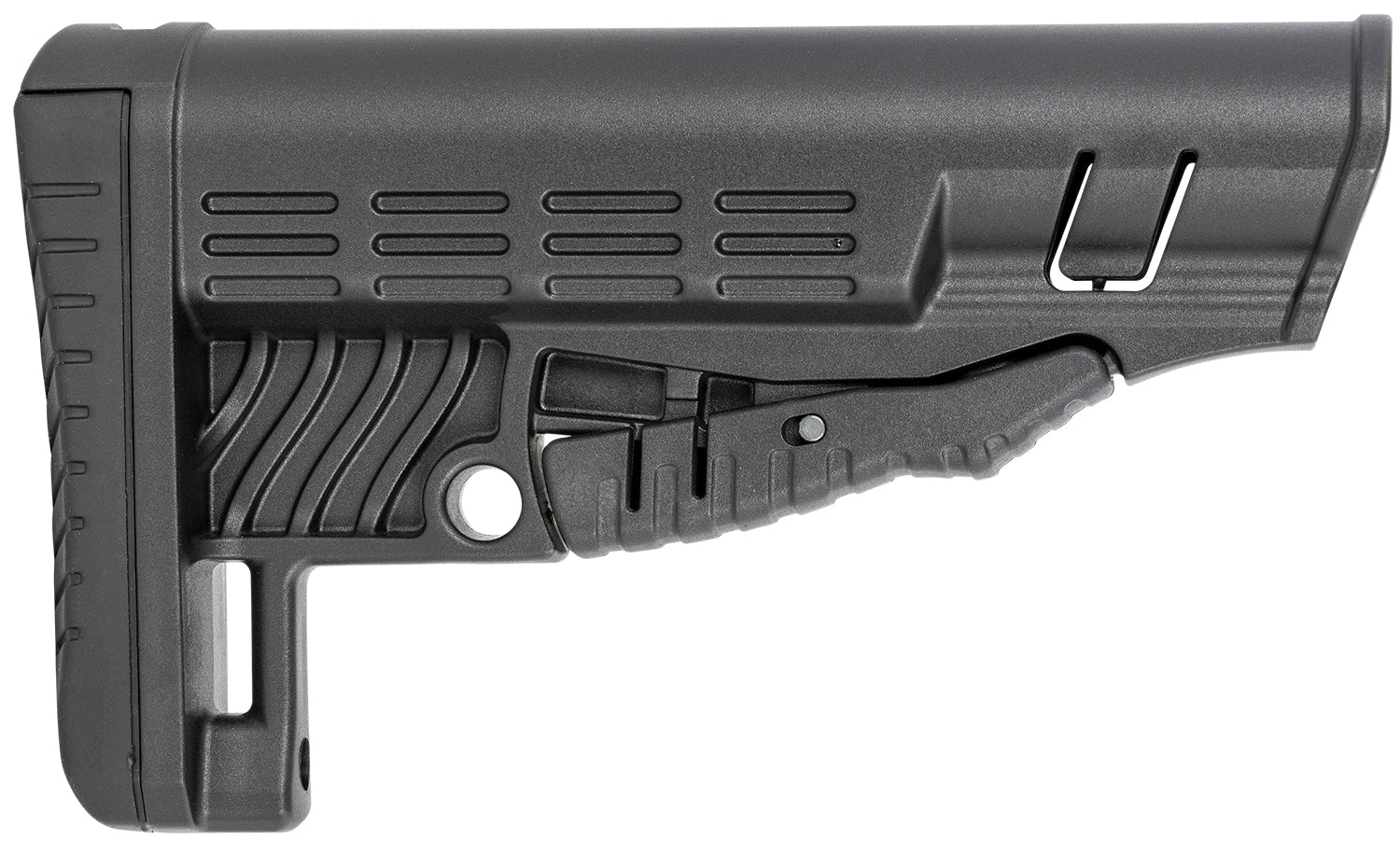 NcStar DLG-086 Adjustable Commercial Spec Collapsible Buttstock Black Polymer QD Bases Rubber Butt Pad Tube Not Included