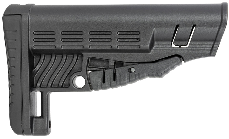 NcStar DLG-086 Adjustable Commercial Spec Collapsible Buttstock Black Polymer QD Bases Rubber Butt Pad Tube Not Included