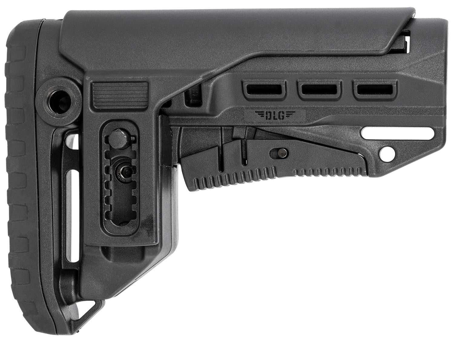 NcStar DLG-130-052 Compact PCP52 Mil-Spec Stock Black Polymer Collapsible Adjustable Cheekpiece QD Mounts