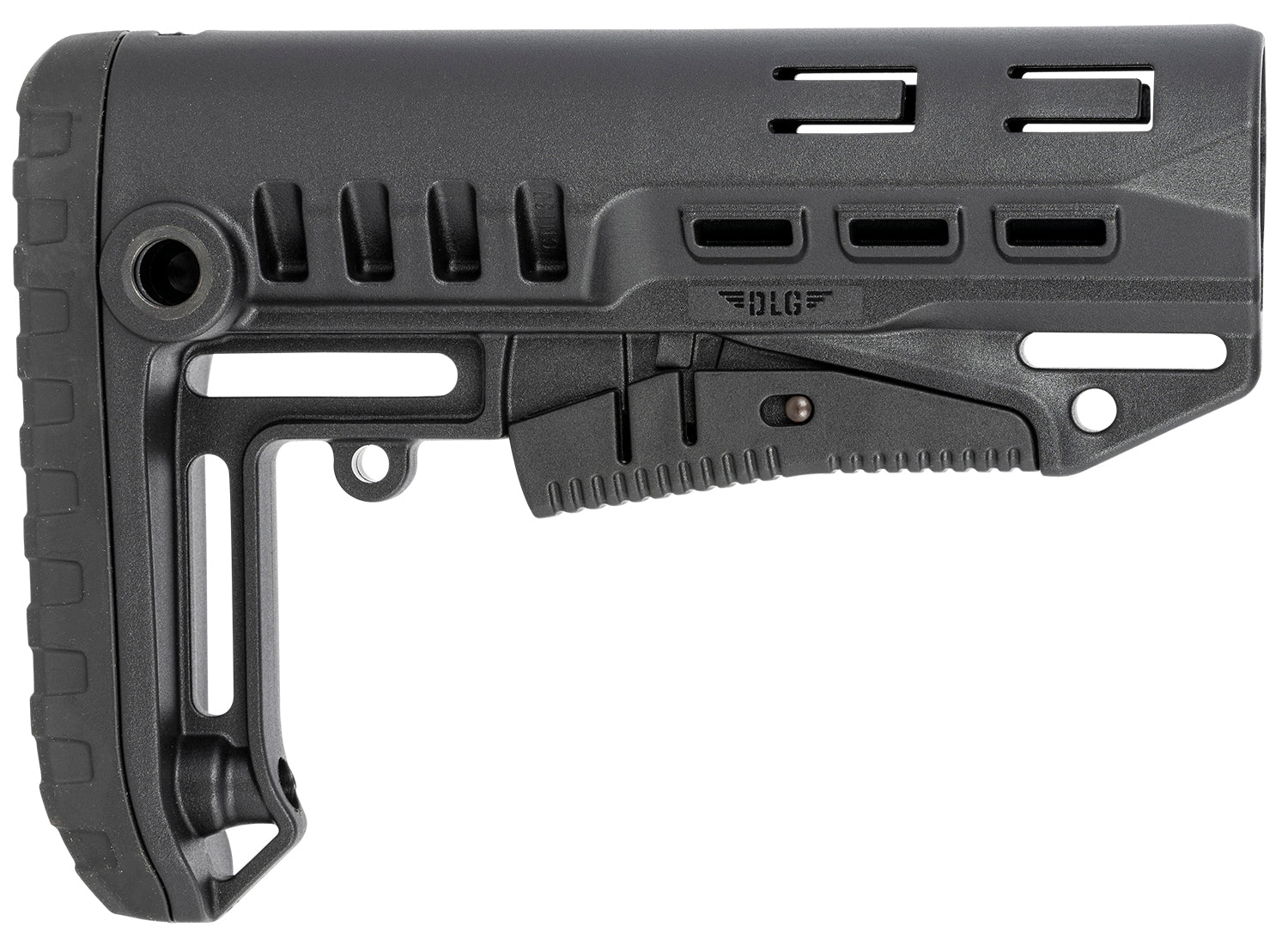NcStar DLG-130 Compact Collapsible Mil-Spec Buttstock Black Synthetic QD Sling Mounts Rubber Pad