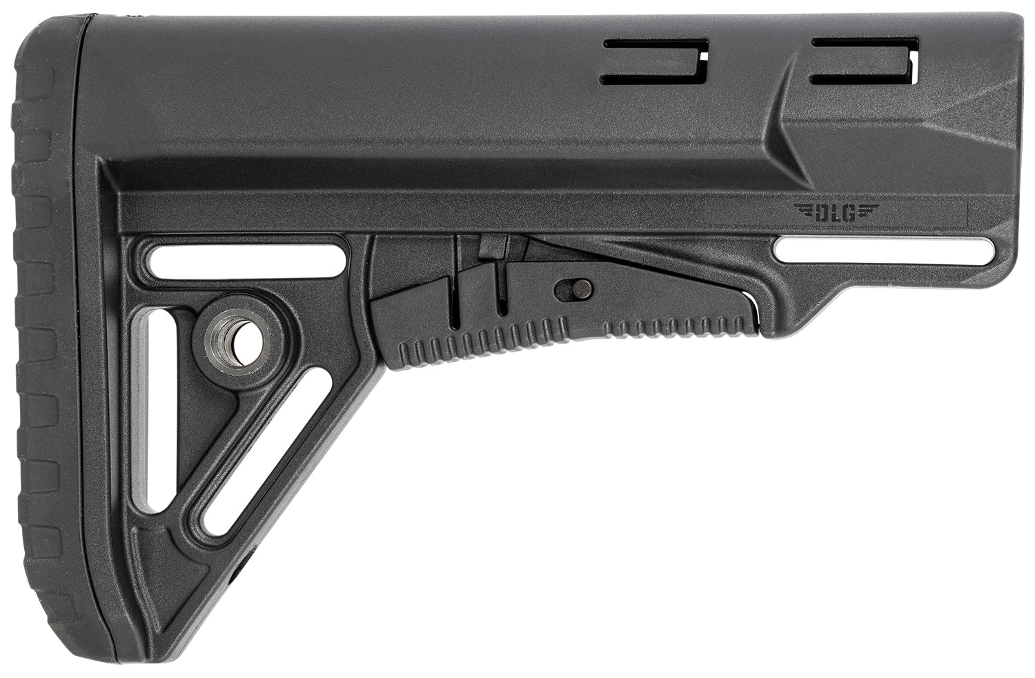 NcStar DLG-129 Sharp Collapsible Black Synthetic Mil-Spec Buttstock with QD Sling Bases and Integrated Rubber Pad