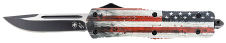 Templar Knife LWUS331 Gen II Large OTF 3.50" Drop Point Plain 440C SS Blade, 5.25" US Flag Aluminum Wood Grain Handle