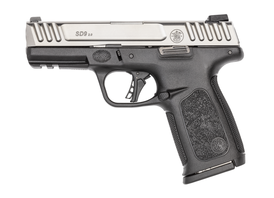 Smith & Wesson 13935 SD9 2.0 Compact Frame 9mm Luger 10+1, 4" Stainless Steel Barrel, Satin Stainless Steel Serrated Slide, Black Polymer Frame w/Picatinny Rail, Black Textured Polymer Grip