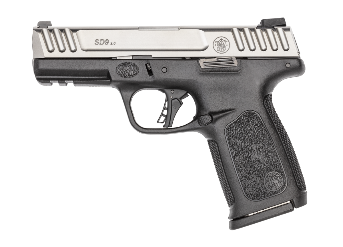 Smith & Wesson 13935 SD9 2.0 Compact Frame 9mm Luger 10+1, 4" Stainless Steel Barrel, Satin Stainless Steel Serrated Slide, Black Polymer Frame w/Picatinny Rail, Black Textured Polymer Grip