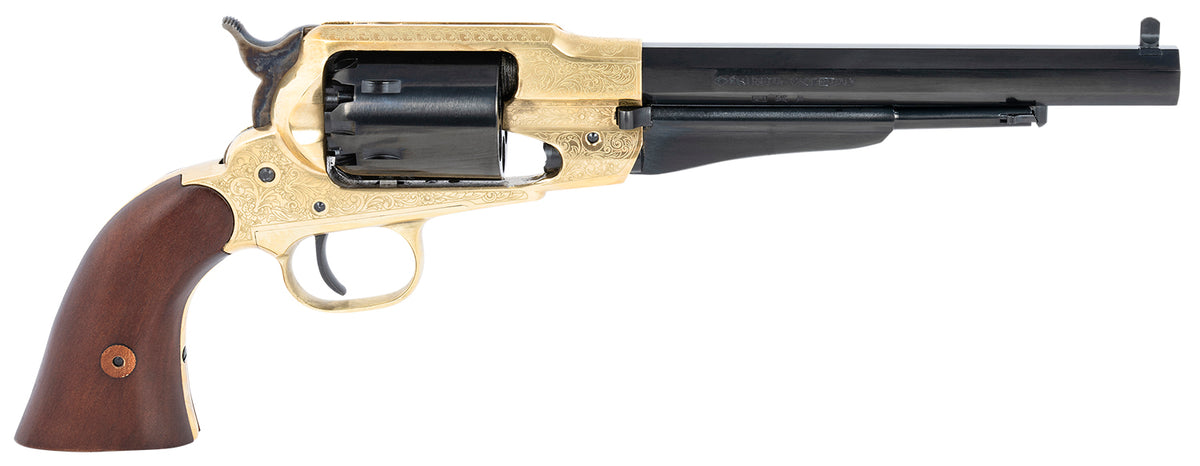 Pietta PF58BRE448 1858 44 Cal 6rd 8" Blued Barrel & Cylinder, Engraved Brass Frame, Walnut Grip, Brass trigger Guard & Backstrap