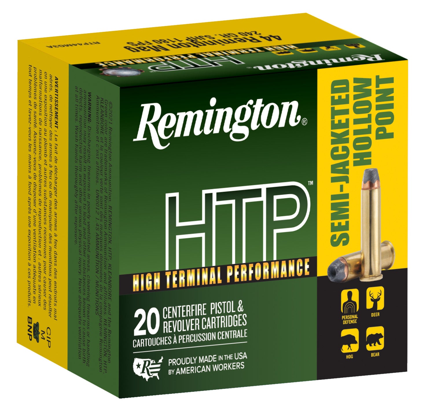 Remington HTP Semi Jacketed Hollow Point 240 Grain .44 Magnum 1180 fps
