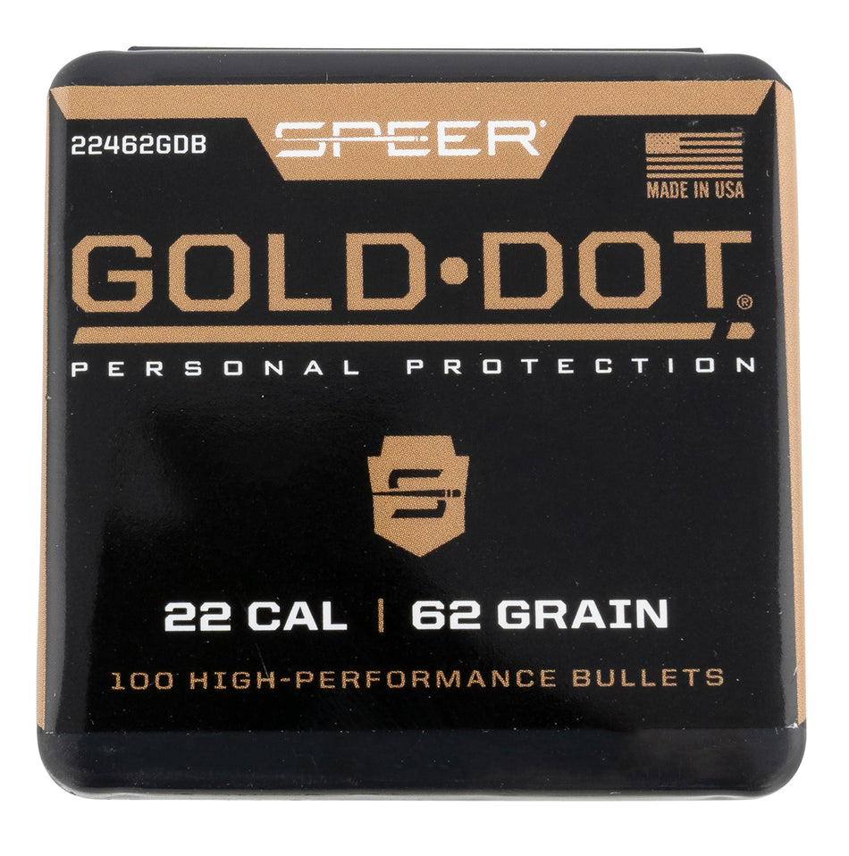 Speer 22462GDB Gold Dot 224Cal 62gr Soft Point Reloading Bullets 100/Box