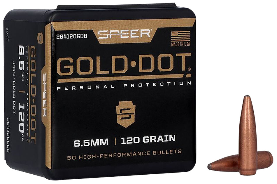 Speer Gold Dot 264 Cal 120gr Bonded Soft Point Rifle Bullets 50 Per Box