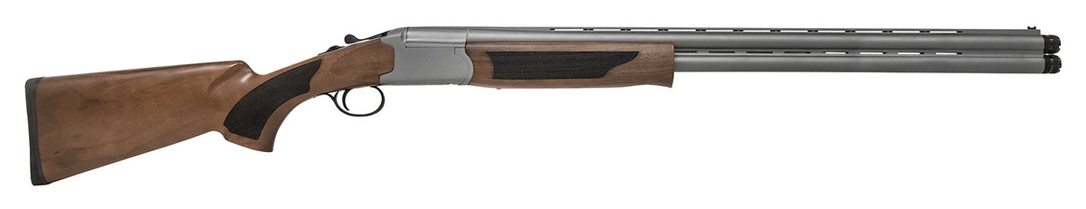 Pointer KAR1228GRY Acrius Full Size 12 Gauge Break Open 3" 2rd 28" Black Over/Under Vent Rib Barrel, Gray Cerakote Steel Receiver, Fixed Turkish Walnut Stock, Ambidextrous