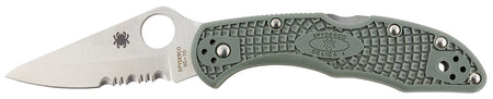 Spyderco Delica 4 LW Folder 2.88" VG-10 Stainless Part Serrated Drop Point Blade Foliage Green FRN Handle & Clip