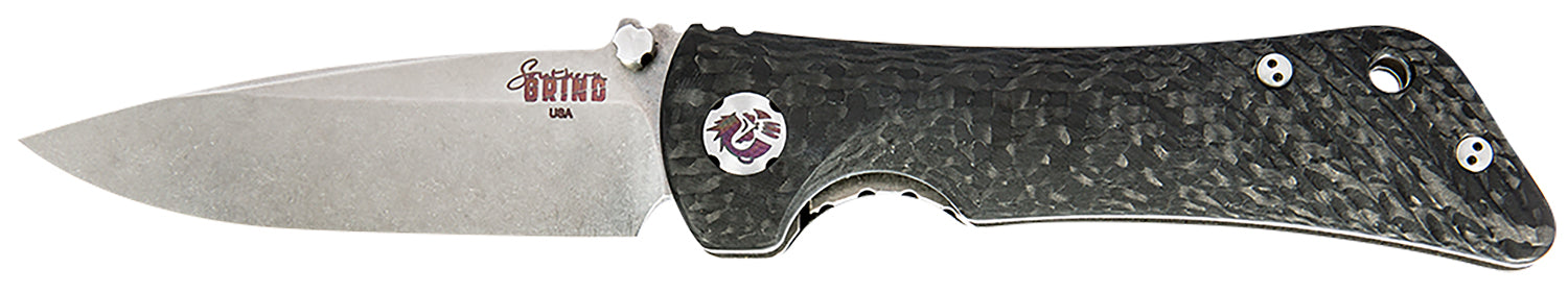 Southern Grind SG06030008 Spider Monkey Folding Drop Point Knife, 3.25" Satin S35VN Blade, Black Carbon Fiber Handle