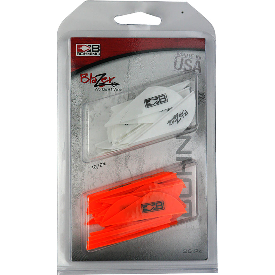 Bohning Blazer Vane Combo 36 pk. White/Neon Orange Archery Vanes