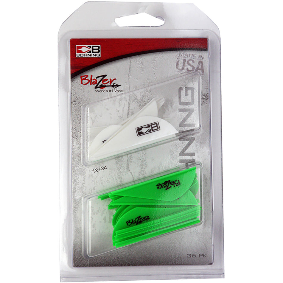 Bohning Blazer Vane Combo 36 pk. White/Neon Green Archery Vanes