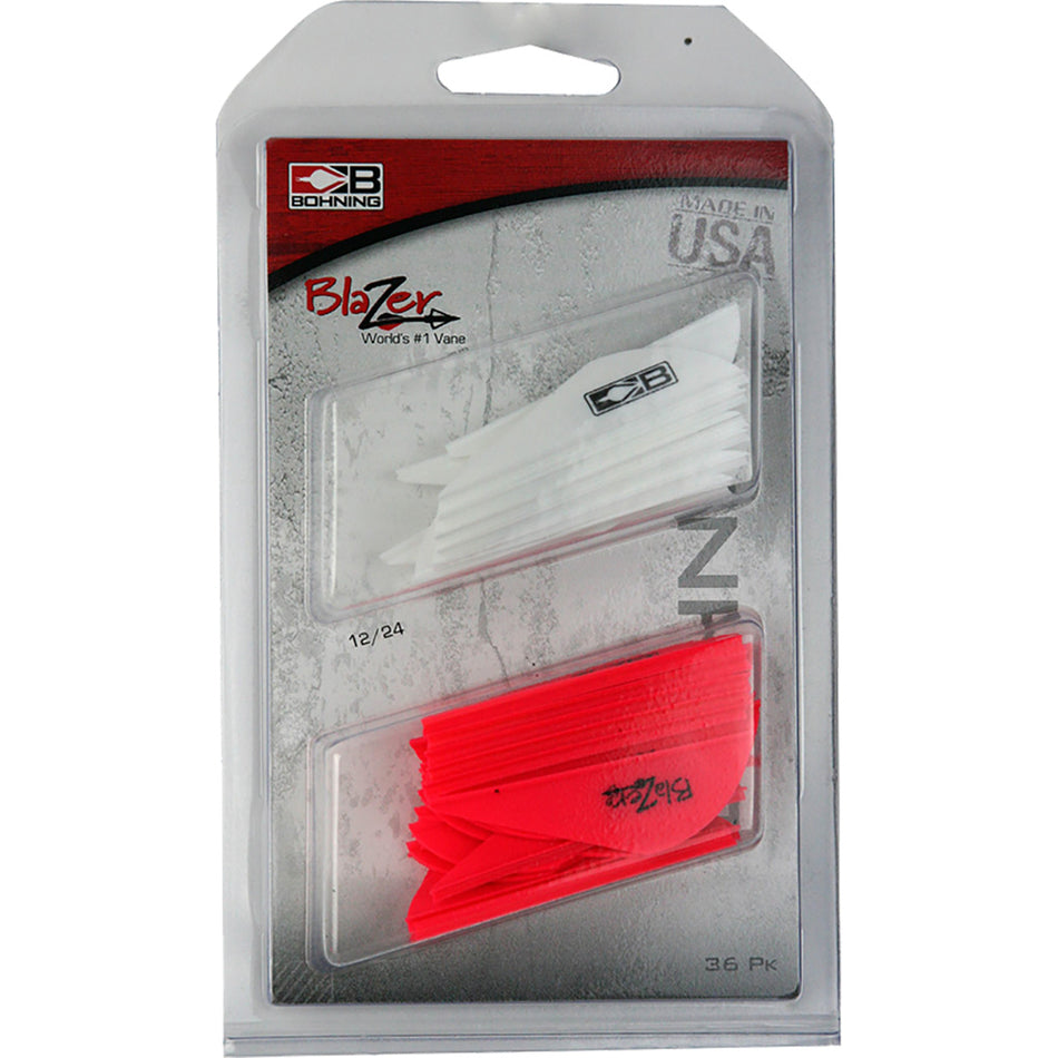 Bohning Blazer Vane Combo 36 pk. White/Hot Pink Archery Vanes