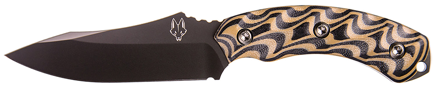 Southern Grind SG0507020601 Jackal 4.75" Fixed Drop Point Knife, Black Coated 8670 Blade, Black/Tan G10 Handle