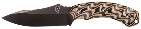 Southern Grind SG0507020601 Jackal 4.75" Fixed Drop Point Knife, Black Coated 8670 Blade, Black/Tan G10 Handle