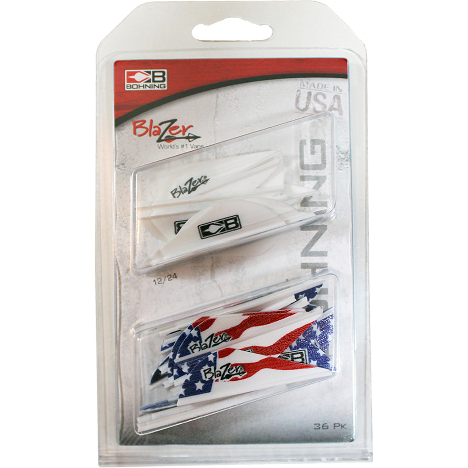 Bohning Blazer White/American Flag Arrow Vanes 36 pk.