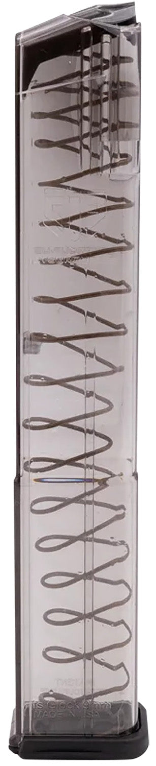 ETS 9mm 32-Round Extended Glock Compatible Magazine Gen2 Floor Plate Clear Polymer GLK18G2