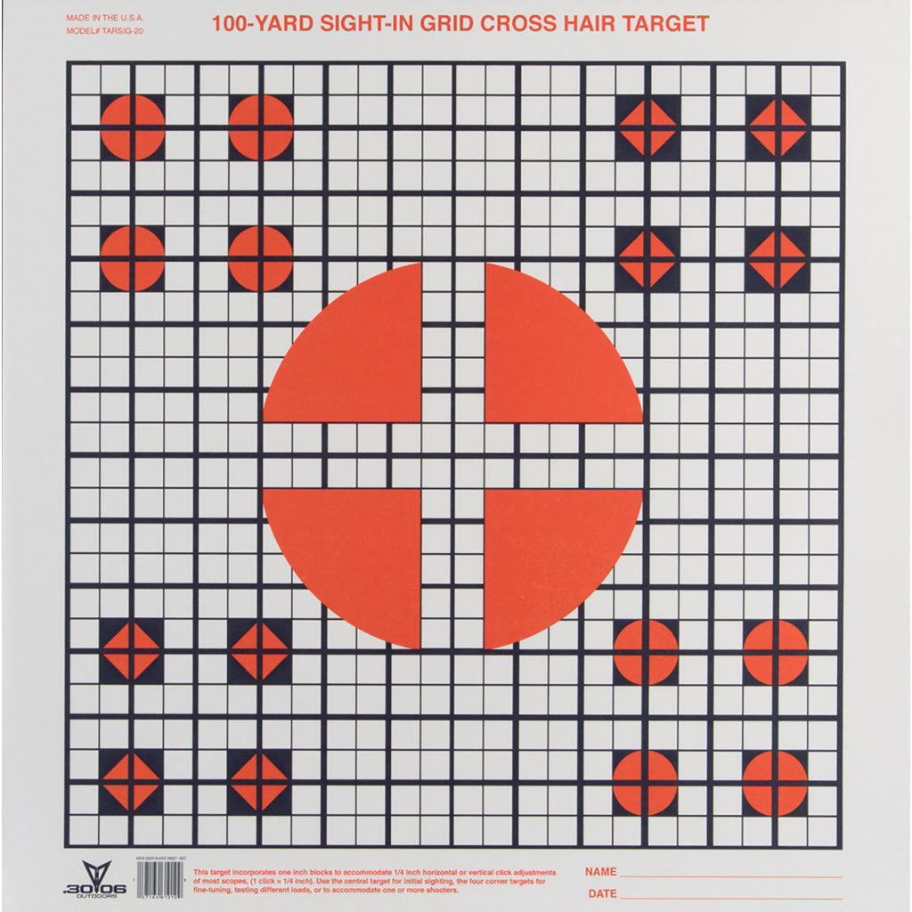 30-06 Sight In Grid Shooting Target Pack of 20