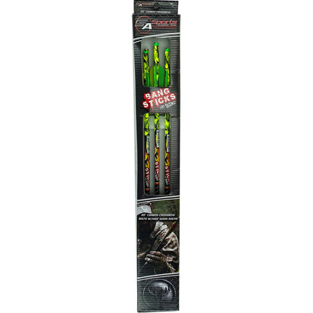 SA Sports Bang Sticks Hi-Vis Neon Camo 20in Crossbow Carbon Bolt 6 Pack