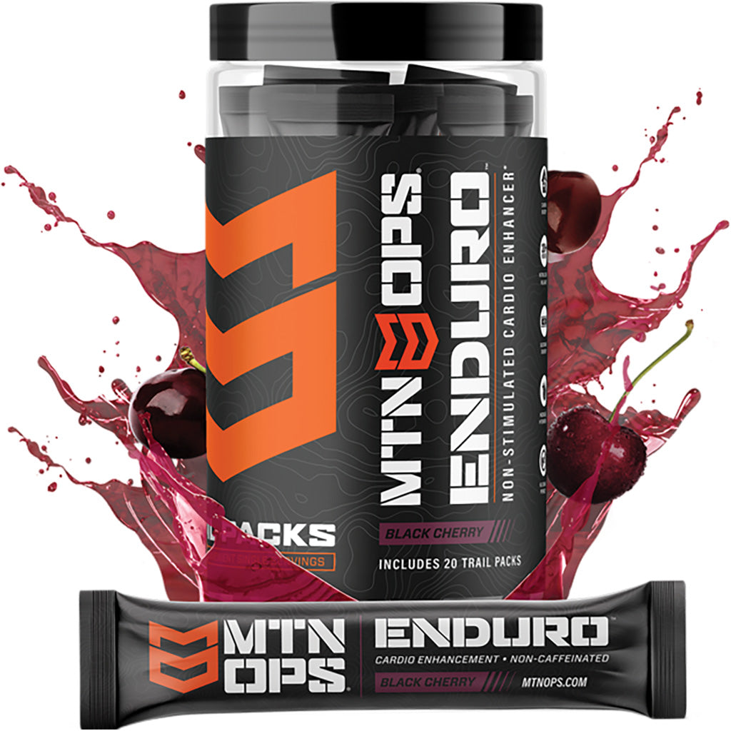 MTN OPS Enduro Black Cherry 20 ct. Caffeine-Free Cardio Trail Packs