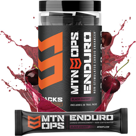 MTN OPS Enduro Black Cherry 20 ct. Caffeine-Free Cardio Trail Packs